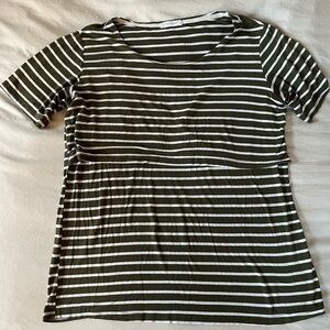 Bearsland Green striped nursing shirt size Large